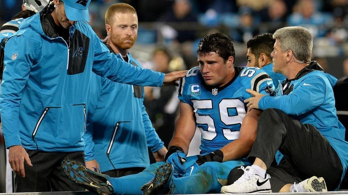 The sight of Carolina Panthers linebacker Luke Kuechly (59) being removed from the field on a cart drew a visceral reaction from Panthers fans across the country.