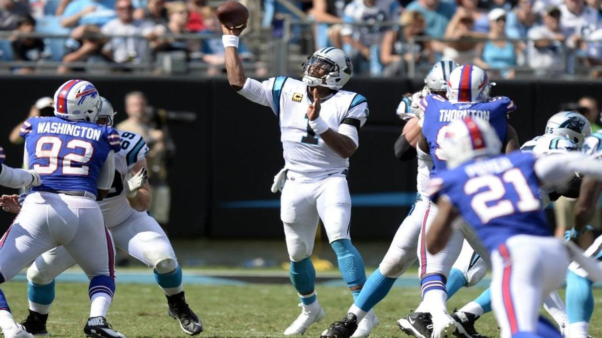 Carolina Panthers quarterback Cam Newton (1) has been inconsistent in his first two games back from shoulder surgery, but his team is 2-0.