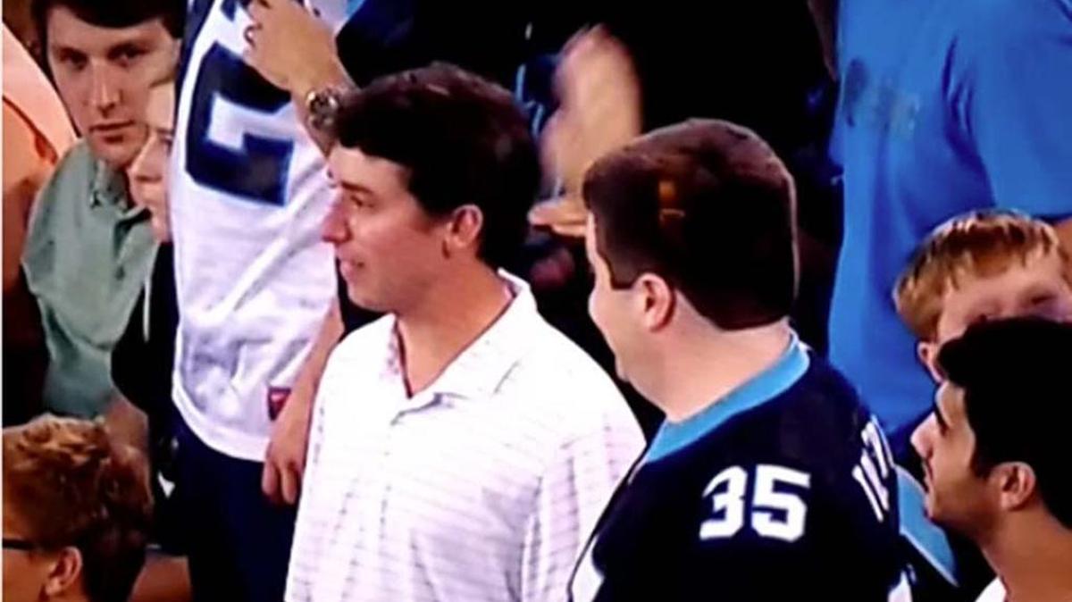 
Panthers fan tries to give a high five
