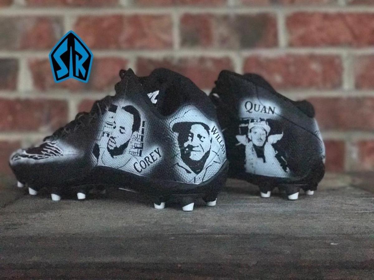 Carolina Panthers defensive end Mario Addison had these cleats ordered after seven people close to him died in a short period of time earlier this year.