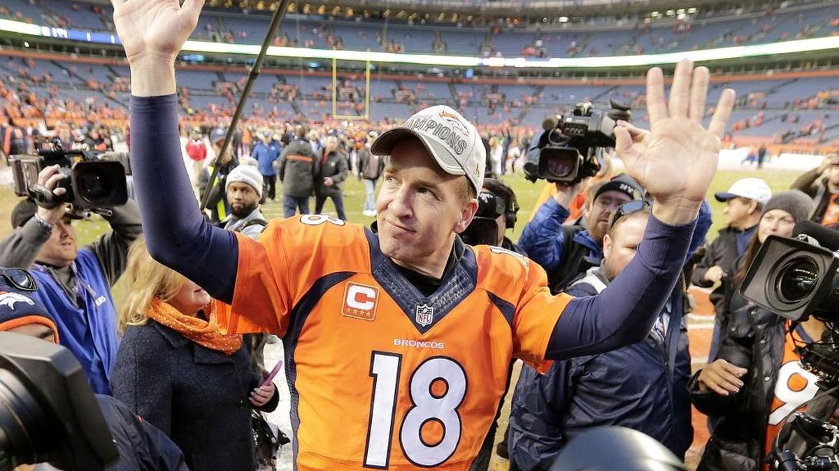 Denver quarterback Peyton Manning, who will play in his fourth Super Bowl with a fourth different head coach Sunday, waves to spectators after beating the Patriots for the AFC title.