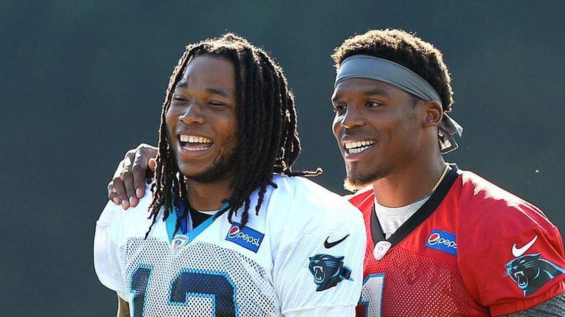 Buffalo Bills receiver Kelvin Benjamin (left) took a not-so-subtle jab at his former Carolina Panthers teammate, quarterback Cam Newton, in an interview this week. The Bills and Panthers play Thursday night in a preseason game at Buffalo.