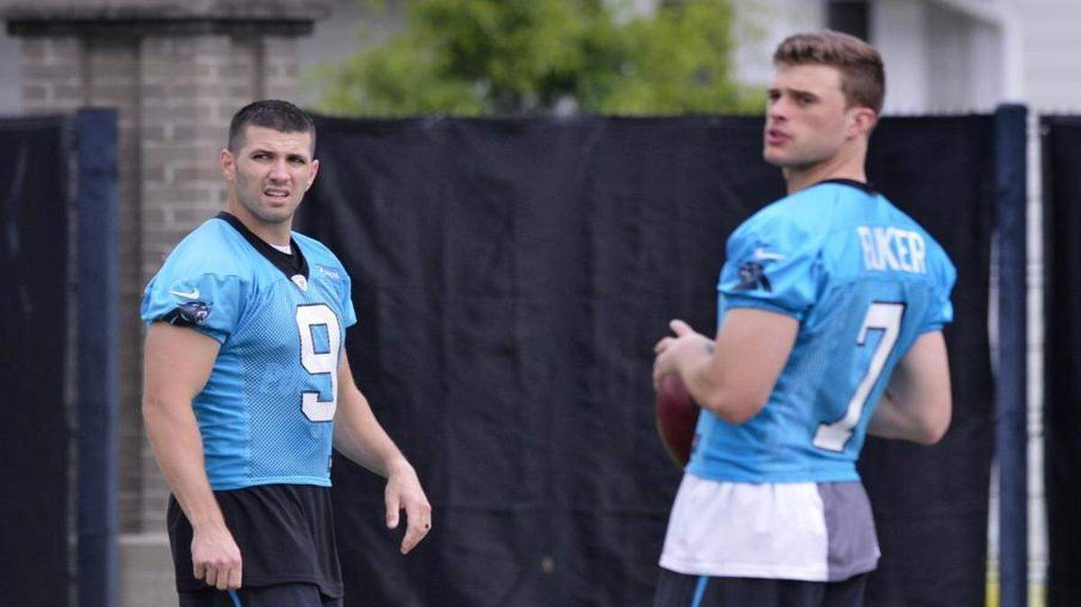 Carolina Panthers veteran kicker Graham Gano, left, is facing a challenge for his roster spot from rookie draft pick Harrison Butker, right.
