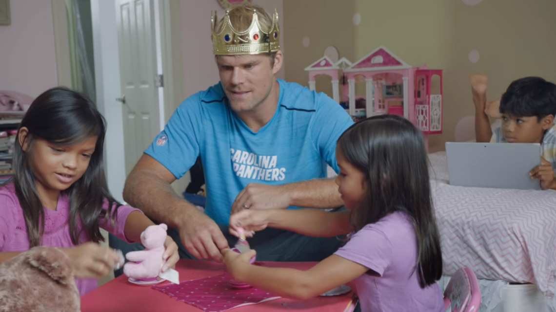 Panthers tight end Greg Olsen advocates breast cancer screening in new babysitting video