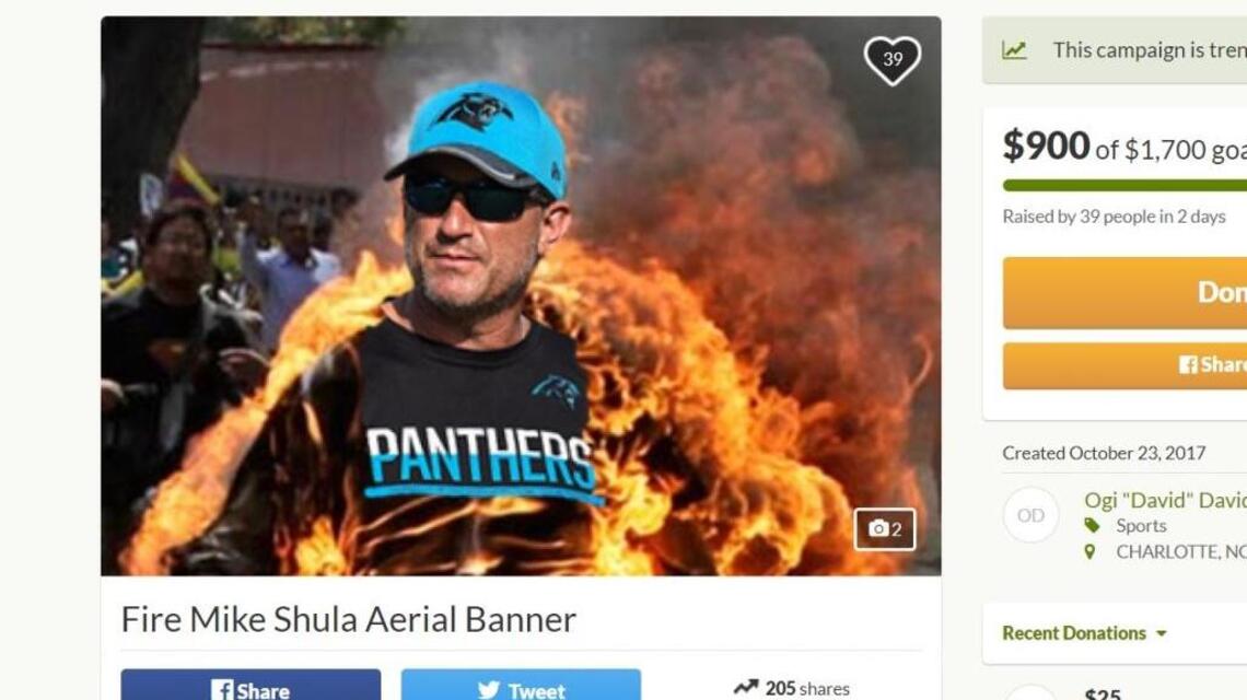 Panthers fan raises $1,700 in GoFundMe campaign to get Mike Shula fired