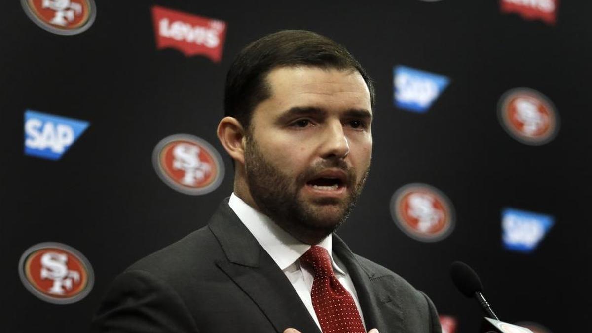 San Francisco 49ers Chief Executive Officer Jed York gestures while speaking to reporters during a media conference on Jan. 4, 2016, in Santa Clara, Calif.