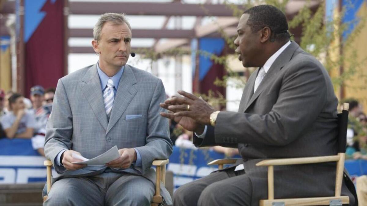 ESPN analystsTrey Wingo (l) with NFL analyst Tom Jackson