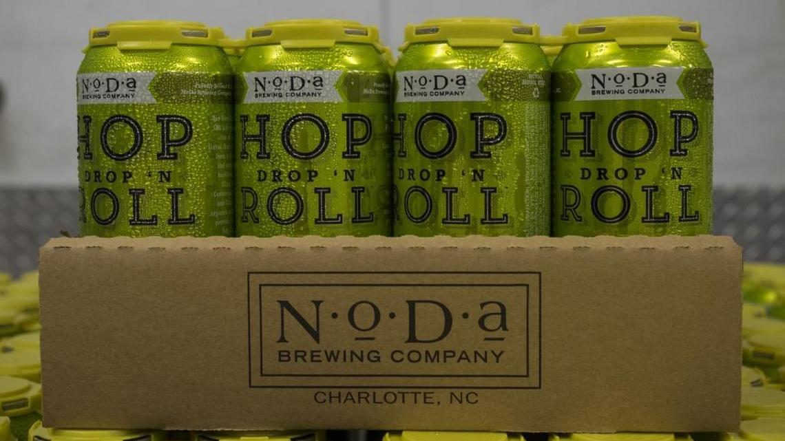 Cans of Hop, Drop 'N Roll in the walk-in cooler at NoDa Brewing Company, 2229 North Davidson Street, Charlotte, N.C., on 07.21.14. The beer is a 2014 World Beer Cup(R) Gold Award Winner.