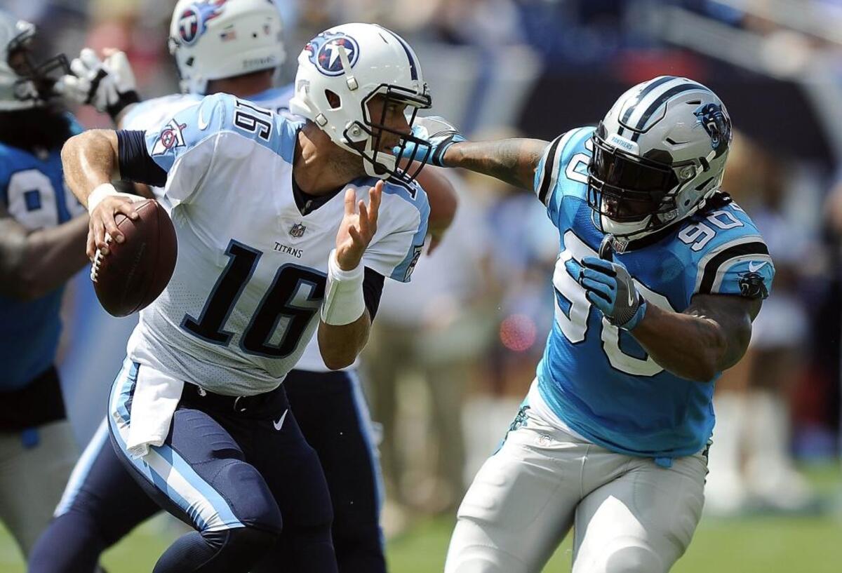 Carolina Panthers defensive ends Julius Peppers (90) and Charles Johnson will rotate often to stay fresh.