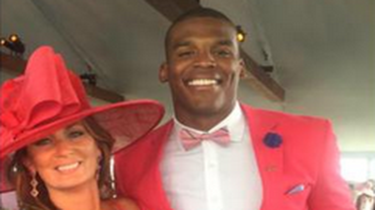 Cam Newton at the Preakness on Saturday.