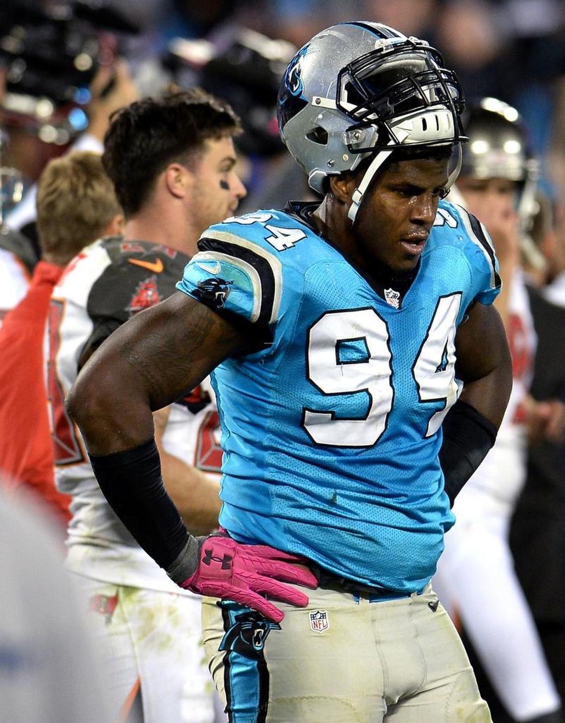 Former Carolina Panthers defensive end Kony Ealy has nine batted passes, 12 tackles, a sack and an interception in his first season with the New York Jets, Carolina’s opponent on Sunday.