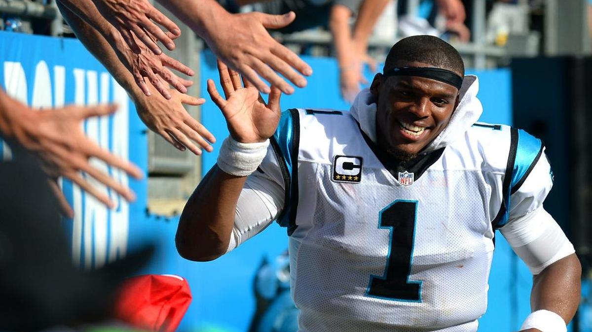 Carolina Panthers quarterback Cam Newton slaps hands with fans following the team's victory over the San Francisco 49ers at Bank of America Stadium in Charlotte, NC on Sunday, September 18, 2016. The Panthers defeated the 49ers 46-27.