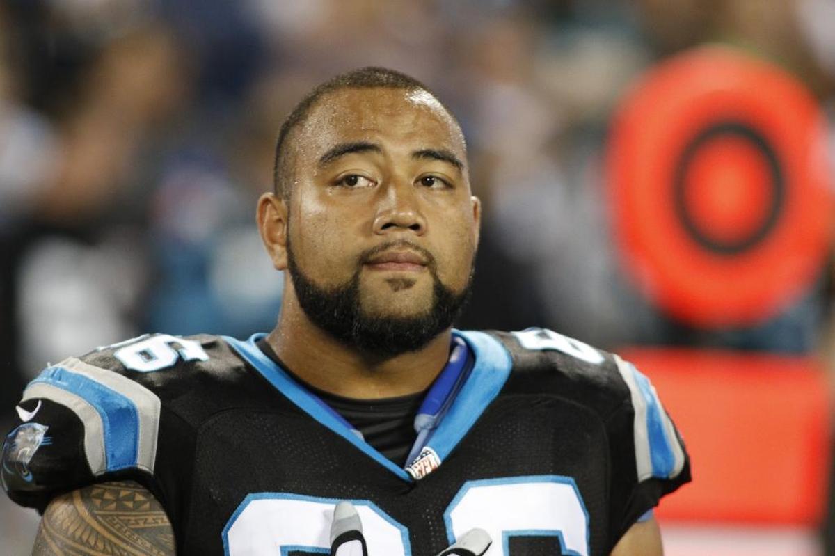 Carolina Panthers guard Amini Silatolu (66) will provide depth at guard if he can make the team in 2018.