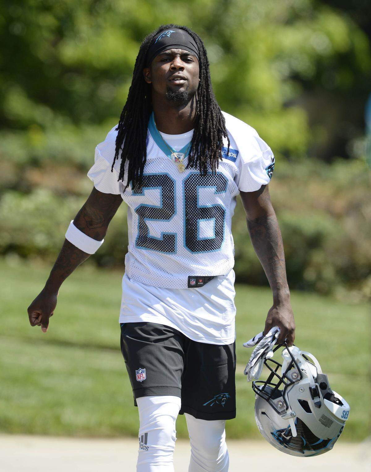 Carolina Panthers Donte Jackson heads tp the practice field during Day 1 of the Carolina Panthers’ rookie mini camp on Friday, May 11, 2018.