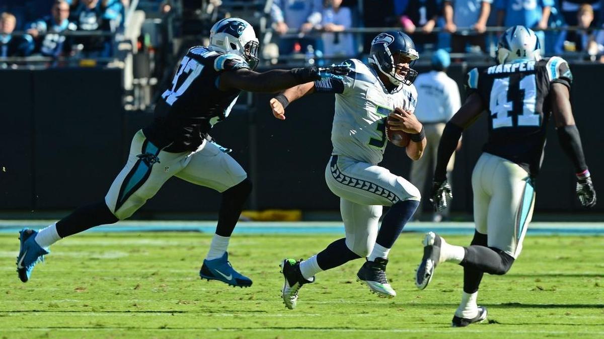 
The Carolina Panthers were able to corral Seattle Seahawks quarterback Russell Wilson (3) for most of their regular-season matchup in Charlotte a year ago, but Wilson accounted for 74 yards on the game-winning drive in the fourth quarter of a 13-9 victory. 
