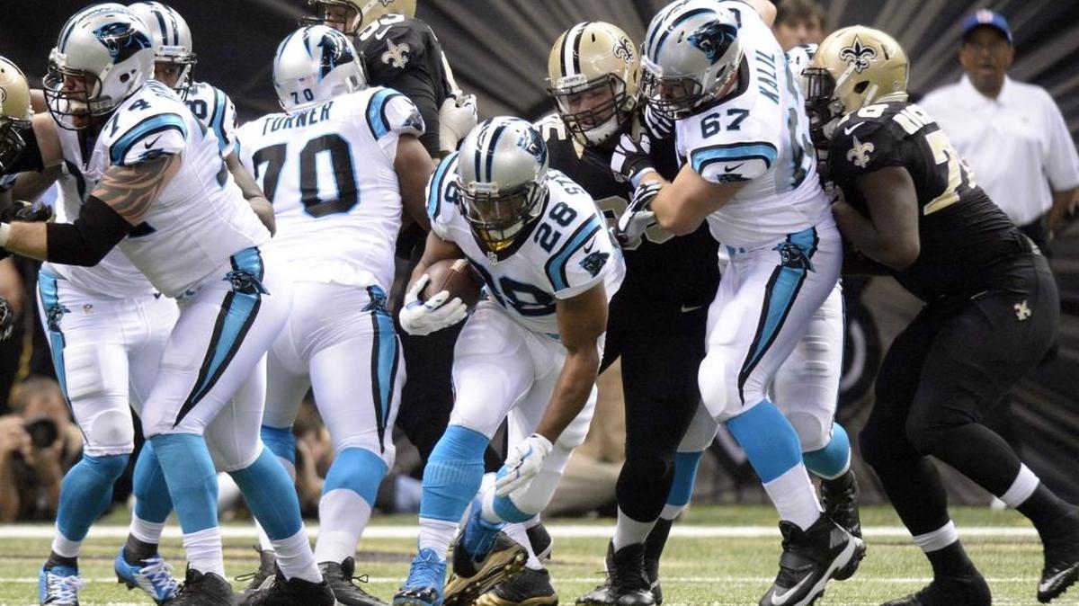 Carolina Panthers running back Jonathan Stewart (28) has at least 20 carries in eight consecutive games, the longest streak in the NFL – by six games.