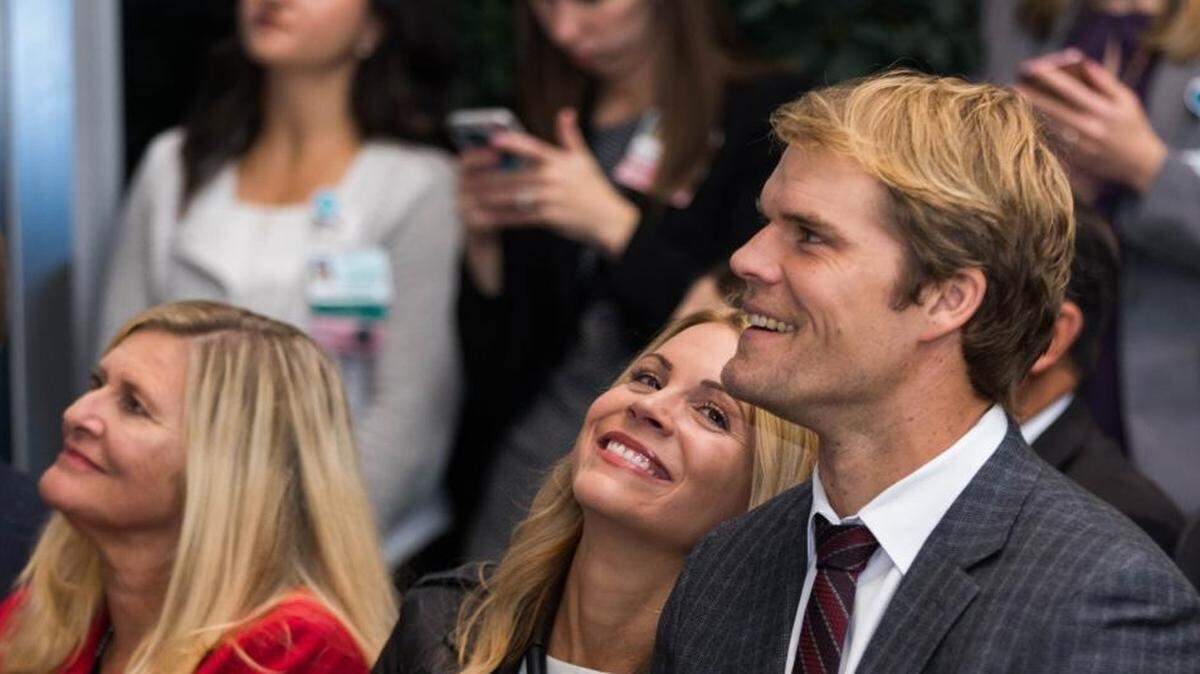 Kara and Greg Olsen appear at Levine Children's Hospital on Nov. 14, 2017, to announce their newest effort for children born with heart defects. The HEARTest Yard will add a new cardiac neurodevelopmental program – the first and most comprehensive such program in the Southeast.