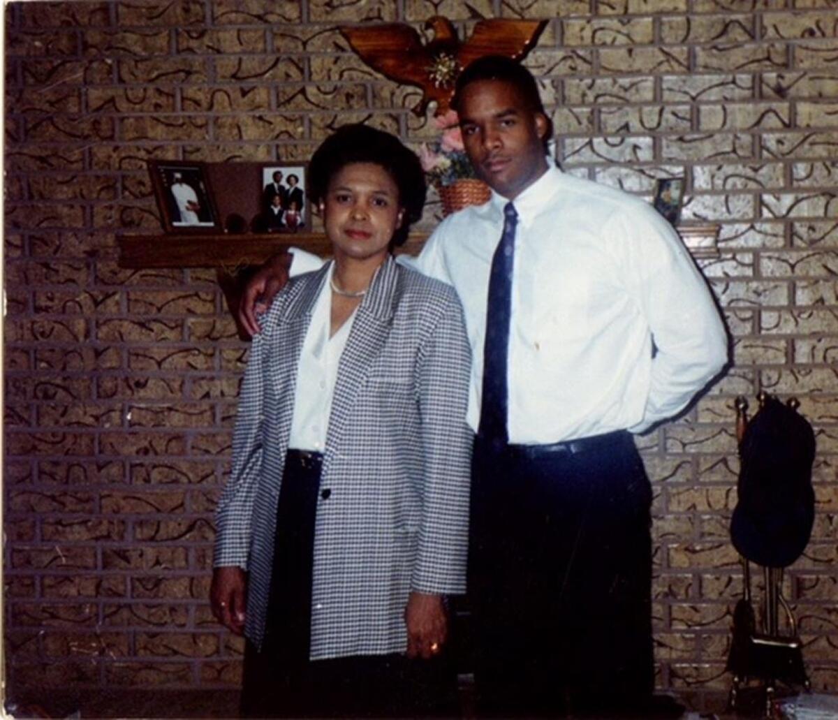 Eric Washington and his mother, Patsy Jean Washington. Patsy passed away from pancreatic cancer in 1997, shortly after Washington took his first collegiate coaching job at Texas A&M.