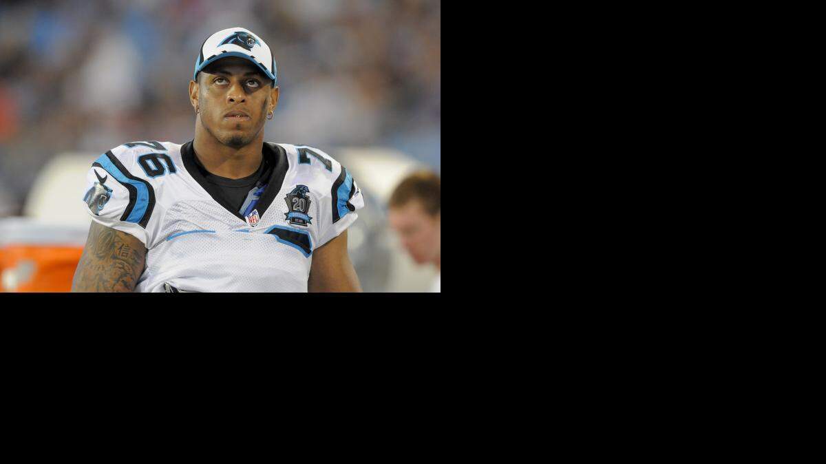 
Carolina Panthers defensive end Greg Hardy (76) met with NFL officials on Wednesday and turned over evidence from his bench trial, according to an NFL.com report. 
