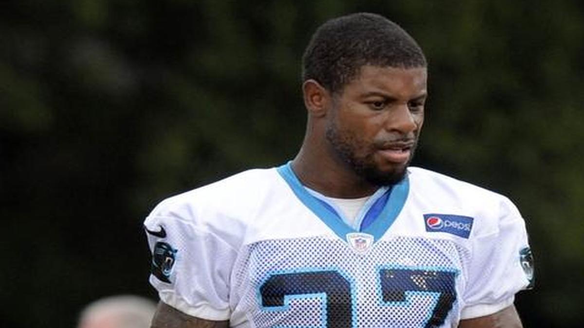 Carolina Panthers defensive back Robert McClain (27) takes a break during practice on Sunday. But with McClain fighting for a roster spot, the breaks are few.