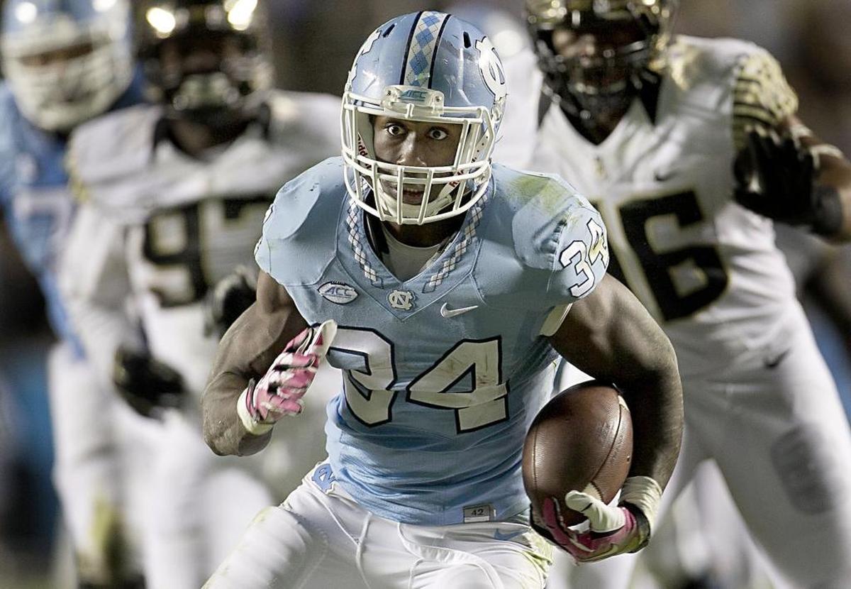 Injuries slowed former North Carolina and Charlotte Catholic standout Elijah Hood last season, but he rushed for nearly 1,500 yards in 2015.