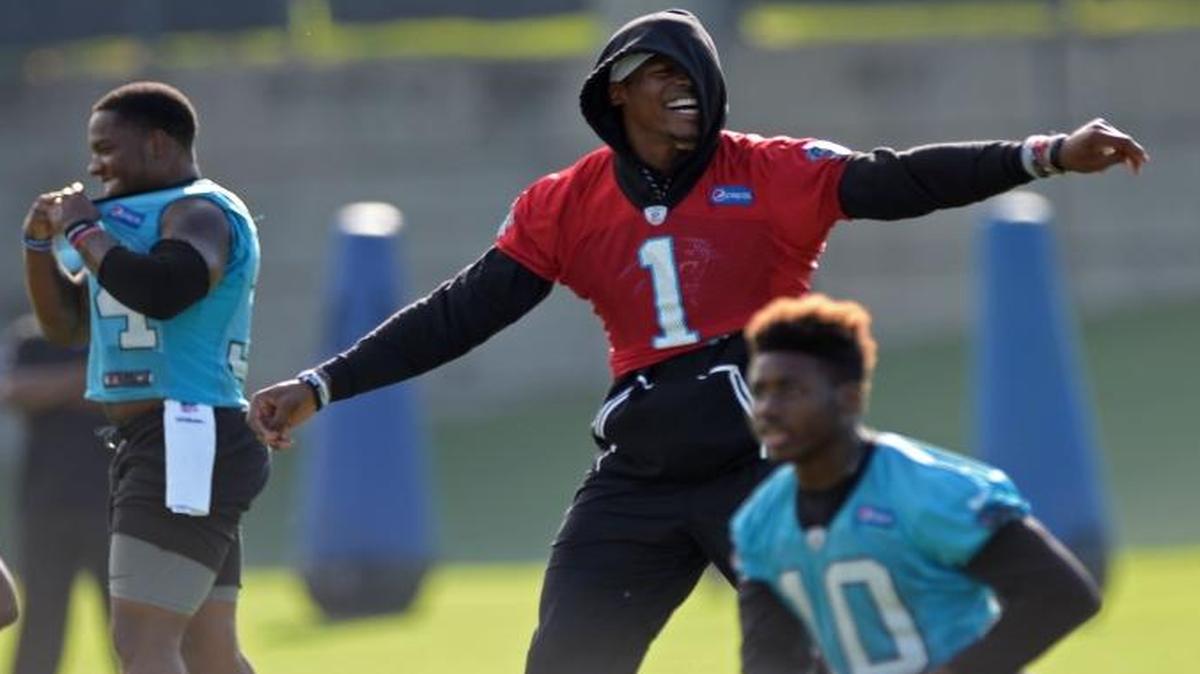 Cam Newton is expected to be limited early in training camp. But with his new offensive weapons, Newton should be in a better mood than the end of last season.