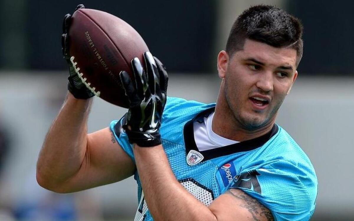 Tight end Braxton Deaver catches a pass during the Carolina Panthers’ rookie minicamp, where he performed well enough to earn a spot on the team’s 90-man summer roster.