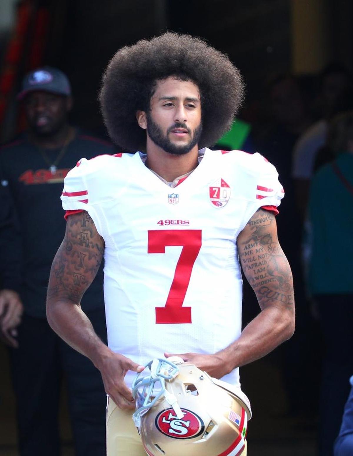 Former San Francisco 49ers quarterback Colin Kaepernick (7) is good enough to play in the NFL, Cam Newton says, but isn’t because of his views.