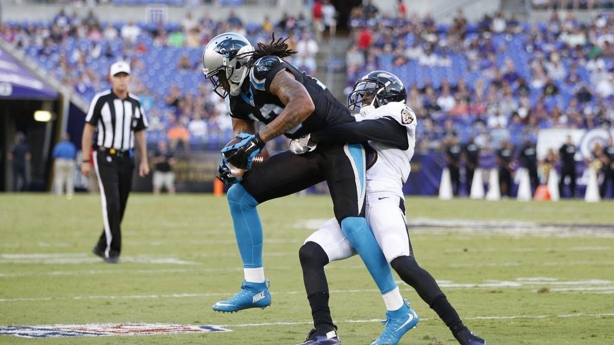 Kelvin Benjamin (13) had one catch in the team’s exhibition opener, and he should see his playing time increase this week as he continues his comeback from an ACL tear.