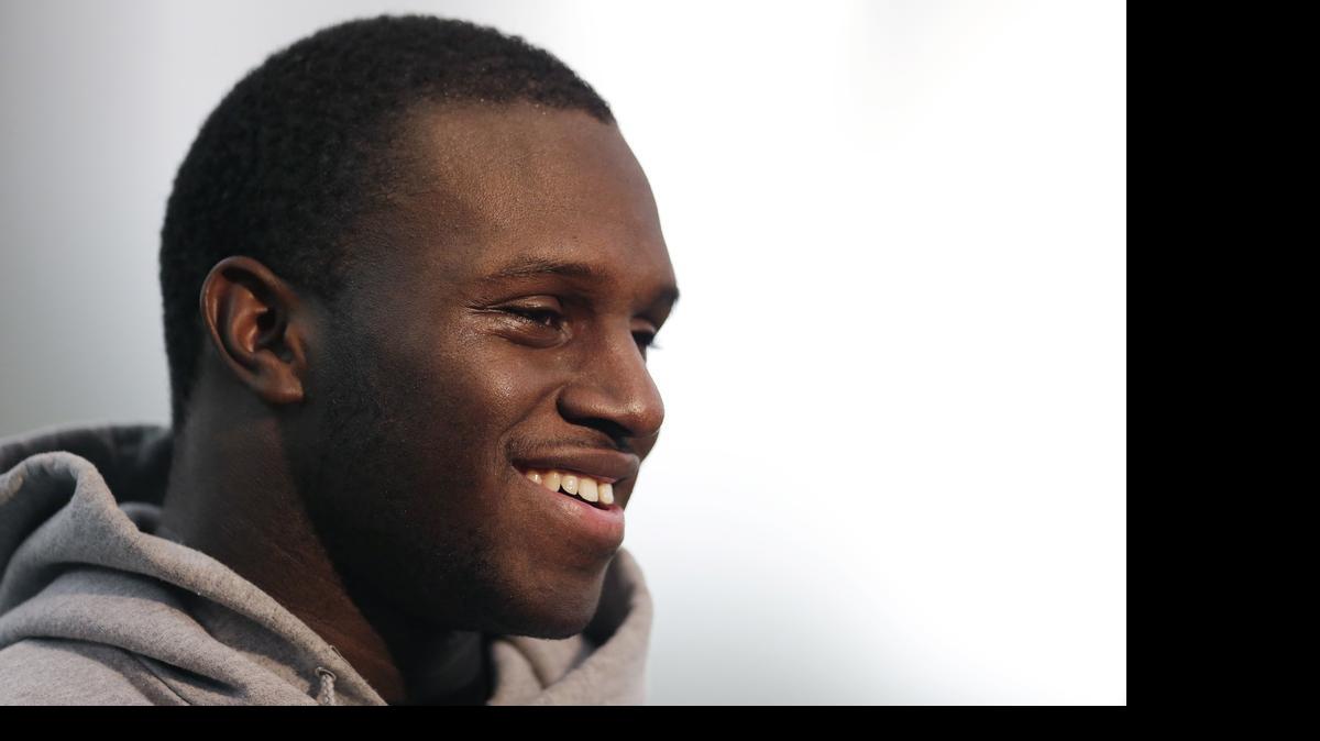 
Harvard defensive end Zack Hodges smiles during a NFL Pro Day in Cambridge, Mass., Tuesday, March 10, 2015. 
