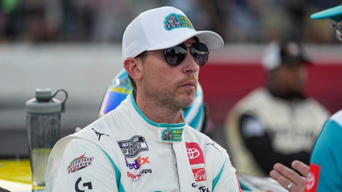 May 19, 2024; North Wilkesboro, North Carolina, USA; NASCAR Cup Series driver Denny Hamlin (11) during the All Star race at North Wilkesboro Speedway.
