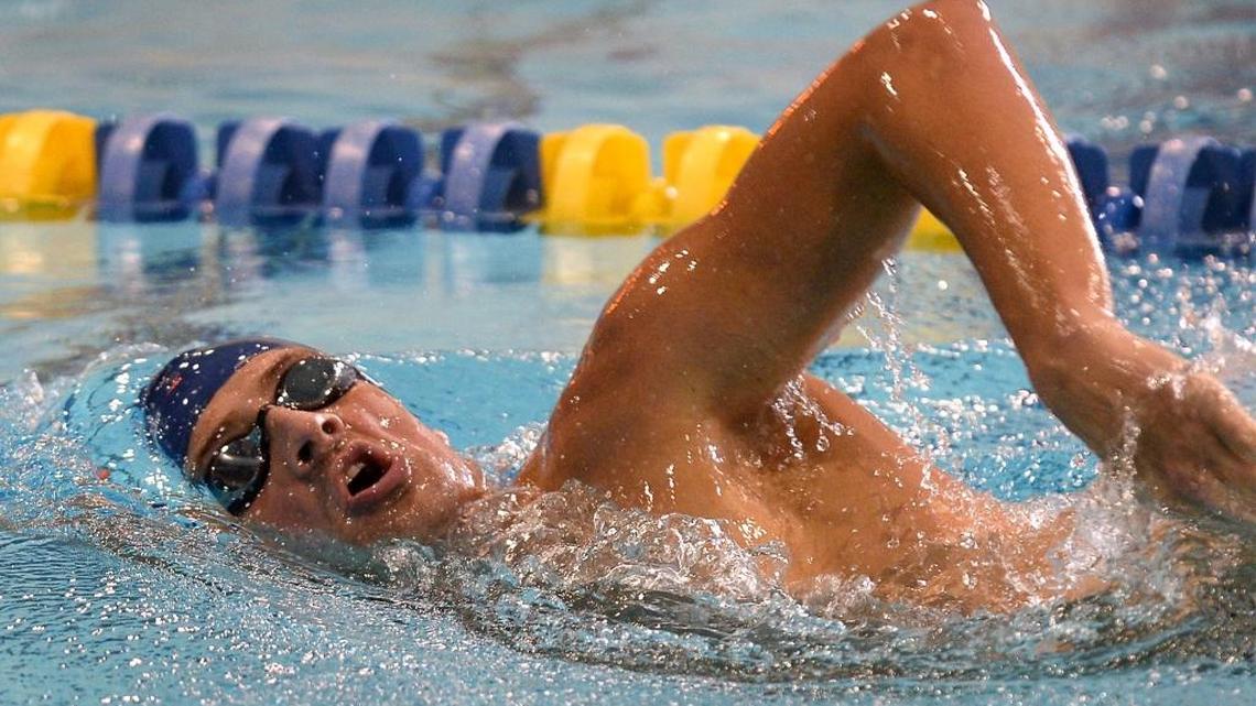 2016 U.S. Olympic men's swim team member Ryan Lochte practices following a press conference at the Mecklenburg County Aquatic Center in Charlotte, NC on Thursday, July 7, 2016. Six members of SwimMAC Team Elite and CEO & Director of Coaching, SwimMAC Carolina's David Marsh will represent the United States in the 2016 Olympics in Rio de Janeiro. Marsh will be the head coach of the women's swim team.