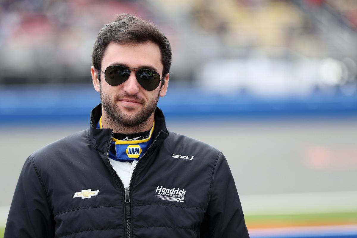 Driver Chase Elliott waits on the grid prior to the NASCAR Cup Series Pala Casino 400 at Auto Club Speedway on Feb. 26, 2023, in Fontana, California. (Meg Oliphant/Getty Images/TNS)