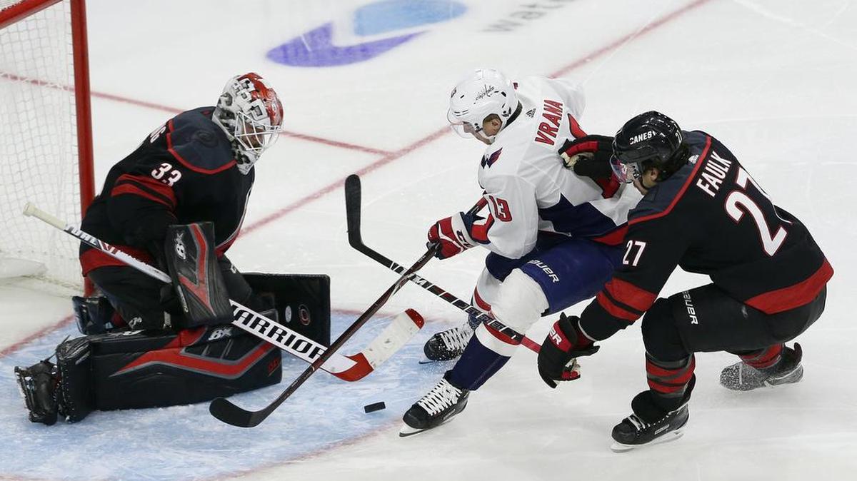 Goalie Scott Darling (33) has shuttled between the Hurricanes and Charlotte Checkers all season, one of a number of Charlotte players to do so.