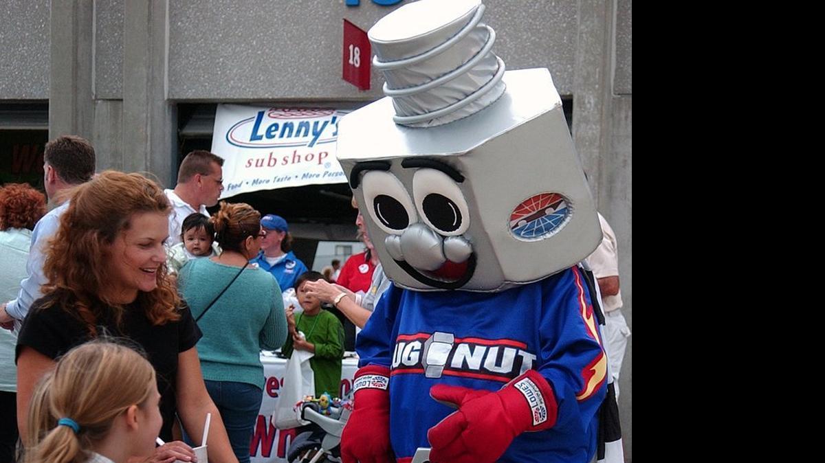 
Lugnut will be among the mascots racing go-karts Tuesday at Charlotte Motor Speedway.
