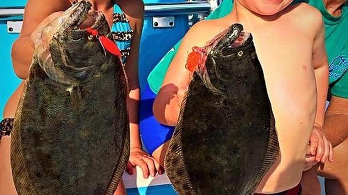 
Youngsters Ella and South Beck with flounder caught recently on the Southeastern N.C. coast. They were fishing backwaters in the Calabash/Ocean Isle area.

