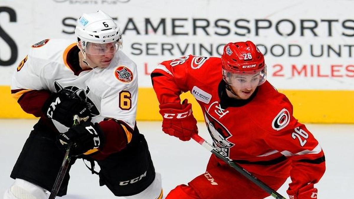 Charlotte Checkers left wing Connor Brickley, seen here in action earlier this week, scored the winning goal at 9:28 into overtime on Sunday.