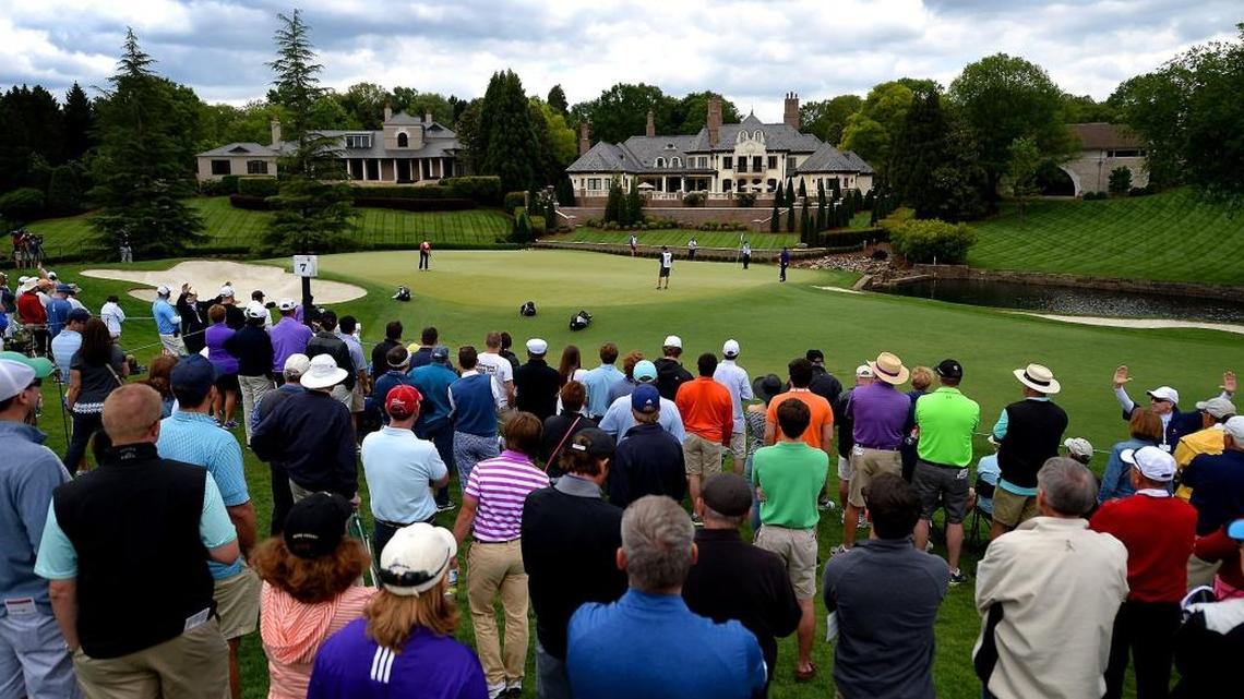 Fans gather around the seventh green during the second round of the Wells Fargo Championship in 2016, the last time the tournament was held at Quail Hollow Club. The PGA Tour event, played in Wilmington last year, returns to the Queen City and tees off Thursday morning.