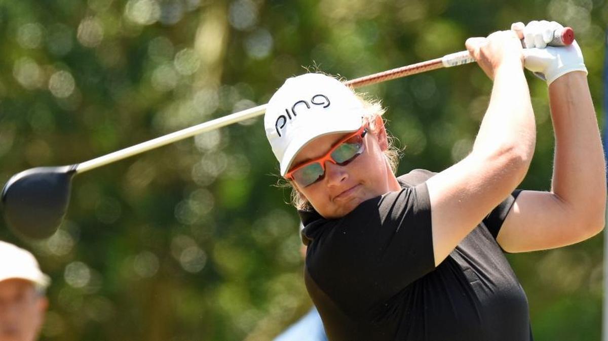 Erica Popson, of Davenport, Fla., watches her drive off the No. 1 tee at Raintree Country Club to begin the final round of the Symetra Classic on Sunday, May 15, 2016, in Charlotte, N.C. Popson went on to win her first career LPGA Symetra Tour event Sunday by shooting a 2-under-par 70 in the final round, and finishing the tournament at 8-under 208.
