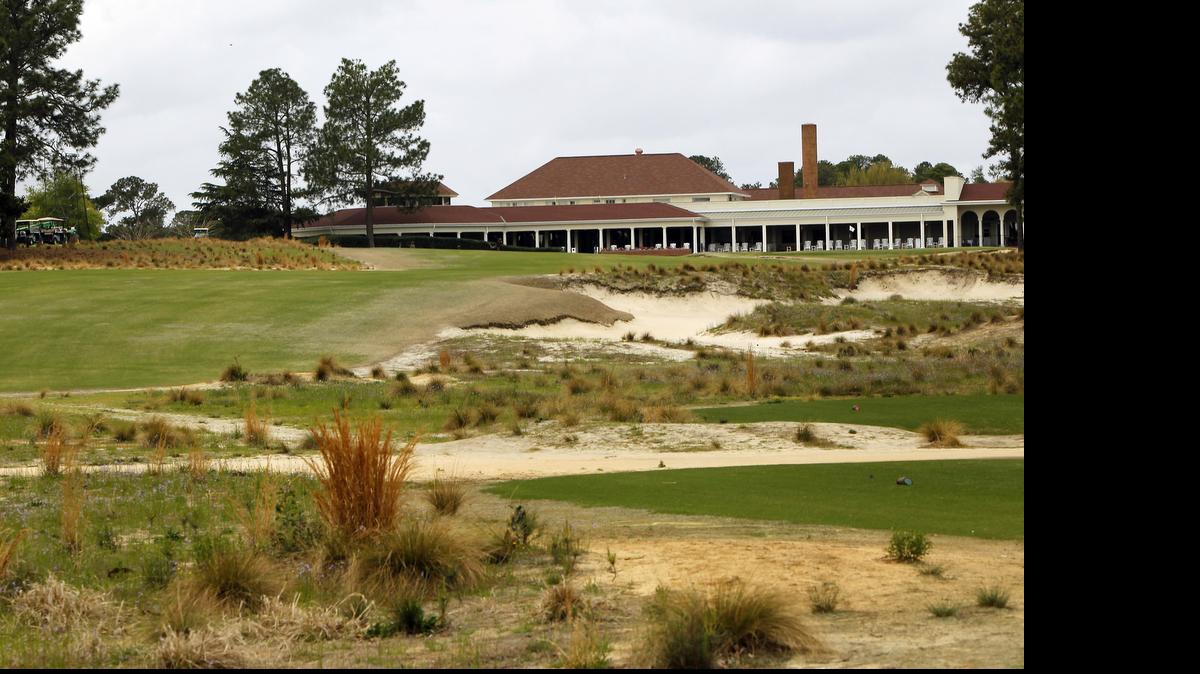 
Looking up the 18th hole of Pinehurst No. 2 golf course on April 14, 2014. Both the Men and Women's U.S. Open golf tournaments were played on this famous course in 2014.
