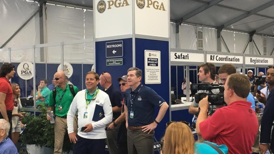 At PGA Championship, Gov. Cooper says he’s focusing on jobs, not golf