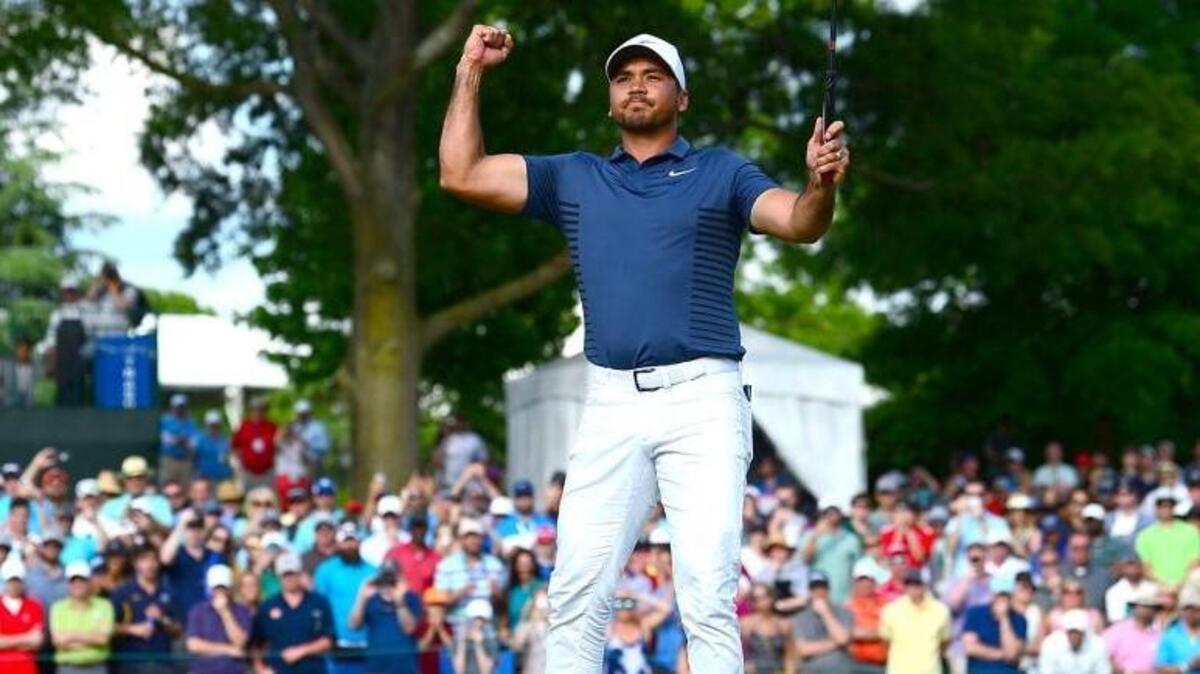 Australian Jason Day celebrates winning the Wells Fargo Championship at Quail Hollow Club in 2018. The San Francisco bank is in the midst of working out a deal to renew its sponsorship of the annual tournament.