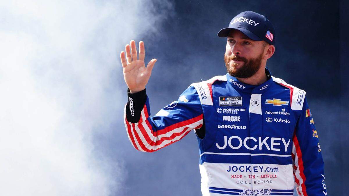 Ross Chastain (1) reacts with fans before the race during the Toyota Owners 400 at Richmond Raceway. Credit: John David Mercer-USA TODAY Sports