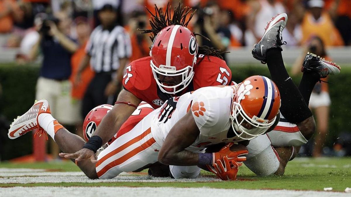 
Clemson's Charone Peake caught a touchdown pass against Georgia last season that quarterback Deshaun Watson recalls as his favorite throw.
