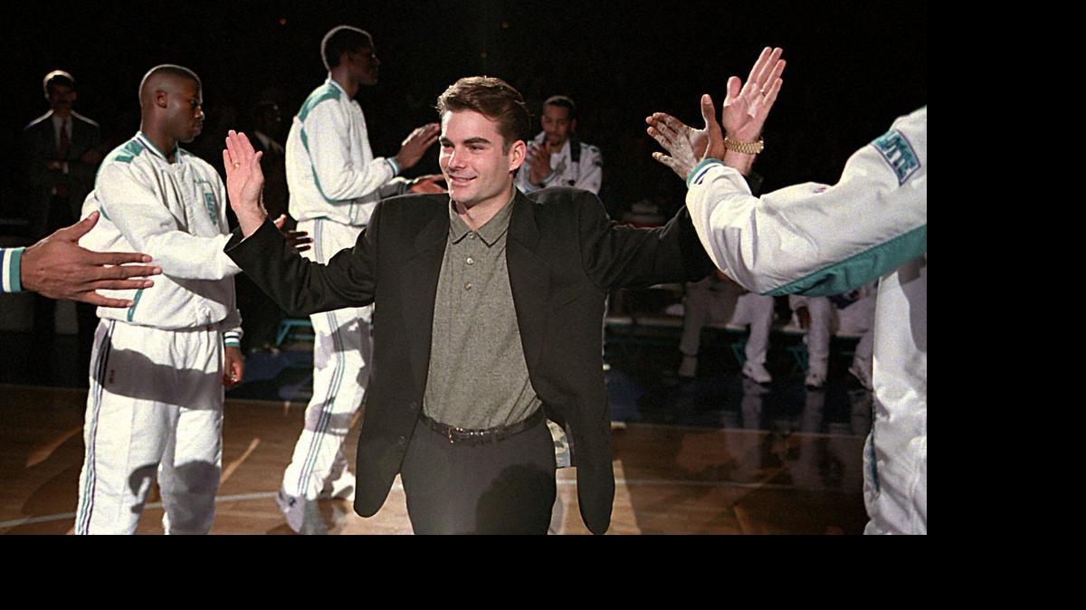 
It’s unclear how Jeff Gordon might do on the basketball court, although here in 1996 he is introduced as the Charlotte Hornets' "sixth man."
