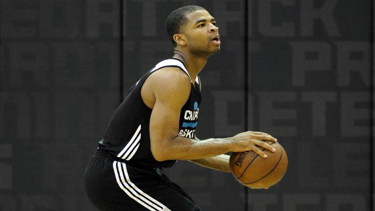 
Aaron Harrison works out after practice at the Novant Health Training Center inside Time Warner Cable Arena during the Charlotte Hornets' minicamp for their upcoming summer-league team on Wednesday, July 1, 2015.
