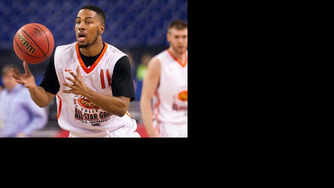 
N.C. State’s Ralston Turner (11) leads a fast break after making a steal in the 2015 College All-Star game at Lucas Oil Stadium on Friday in Indianapolis.
