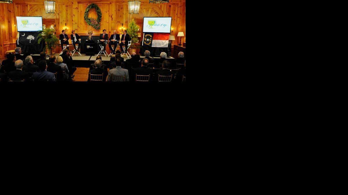 
The news conference on Wednesday, February 25, 2015, announcing the 2021 Presidents Cup will be played at Quail Hollow Club.

