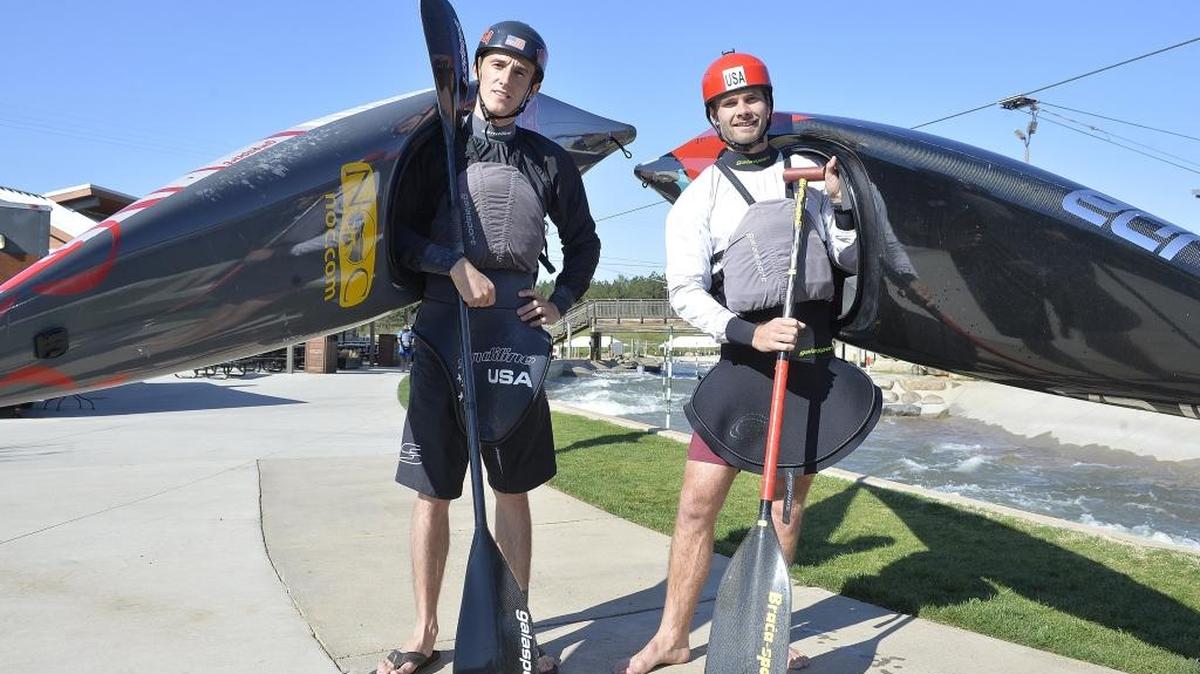 Michal Smolen, left, and Casey Eichfeld are Olympic hopefuls who could clinch a spot in Rio with strong paddling performances Friday and Saturday at the US National Whitewater Center.