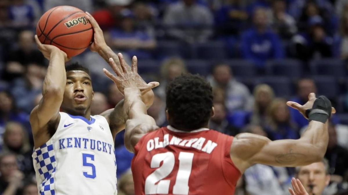 Former Kentucky guard Malik Monk (5) has great shooting range and would immediately provide the Hornets some scoring off the bench.